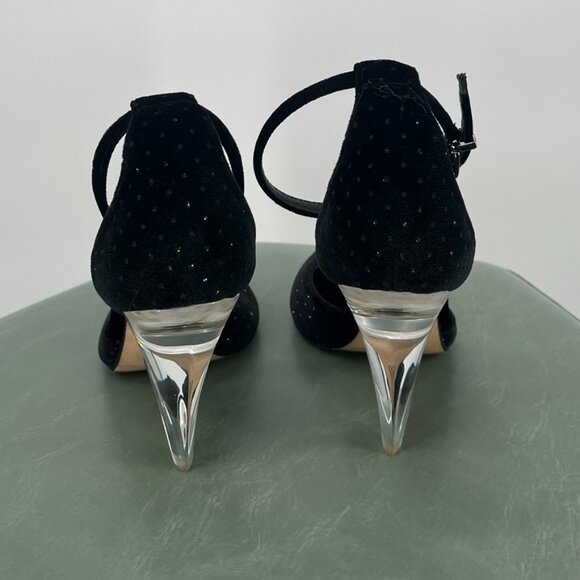 Tamara Mellon Black Velvet Heels with Acrylic Heel size 37.5 - Picture 7 of 9